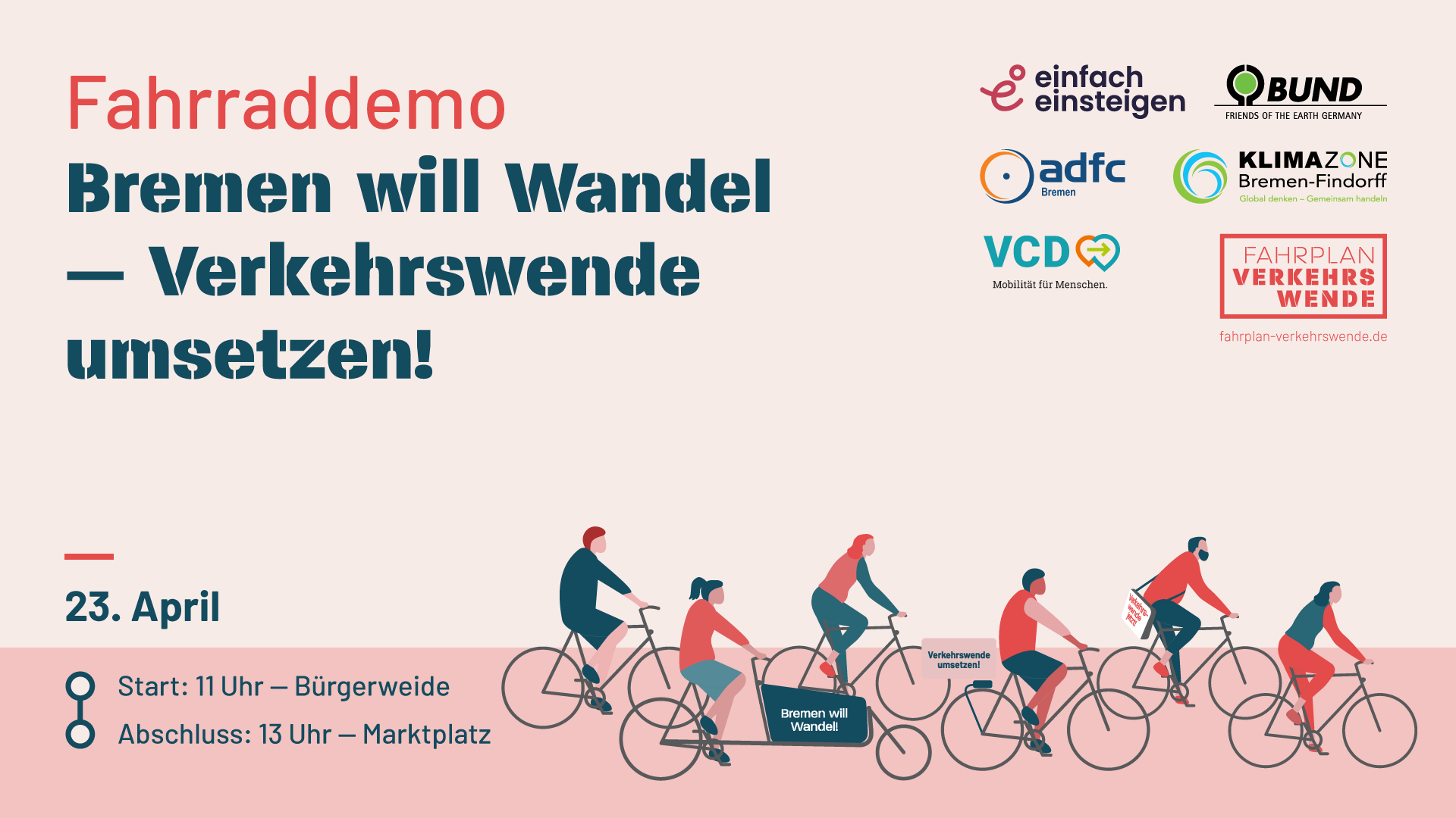 Read more about the article [Fahrraddemo] Bremen will Wandel — Verkehrswende umsetzen!